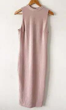 House of CB London Sleeveless Mock Neck Midi Dress in Sparkle Pink