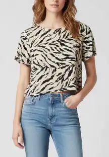 🖤✨Abercrombie & Fitch Black and Tan Animal Print Short Sleeve Blouse