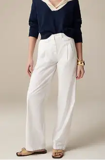 J. Crew Womens White Pleated Button Front in Chino 8 $98 Nautical Sailor