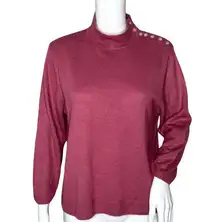 Parisian Sweater Womens Medium Mauve Pink Button Neck Casual Work Office Preppy