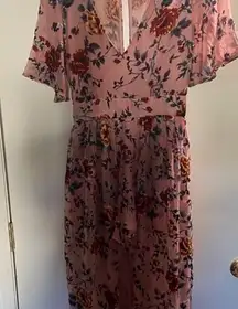 Gianna Bini Floral Open Front Slit Shorts Romper Robed in Sheer Fabric