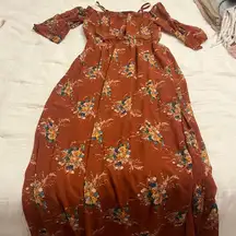 Rust Floral Long Dress