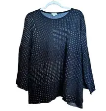 Pure J Jill Sweater Tunic Top Womens XL Petite Multicolor Print Stretch Blouse