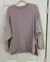 Aerie Pink and Cream Crew Neck Sweater Relaxed Fit