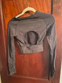 Aura Gray Open Back Long Sleeve