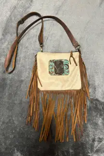 fringe purse with louis vuitton patch