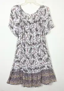 Style & Co White Floral Paisley Short Sleeve Dress Size M