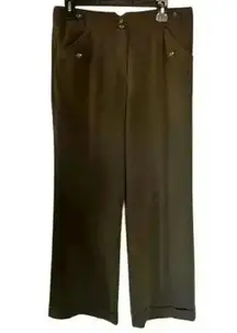 Olive Green/Brown Grace Elements Straight Leg Cuffed Pants, size 6