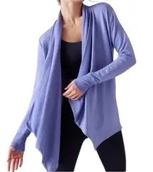 ATHLETA PRANAYAMA CARDIGAN WRAP DARK ADONIS LAVENDER LOUNGE JACKET TOP YOGA XS