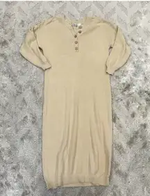 Free People Hailee Long Sleeve Cotton Sweater Dress XS Tan