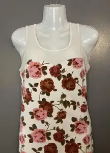 Forever 21 Dress Womens Medium White Floral Tank Sleeveless Bodycon Mini