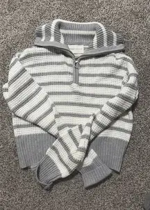 Striped quarter Zip Sweater