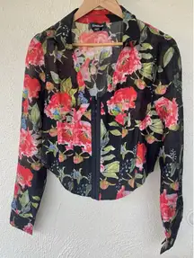 Bebe Rose Floral Corset Top Size 0 Collar Black Soft Goth Fairy Grunge Baddie