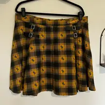 Wizarding World of Harry Potter Hufflepuff Yellow Plaid Pleated Mini Skirt 1X