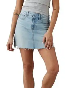 American Eagle Stretch Crossover High-Waisted Perfect Denim Mini Skirt size 12