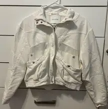 BlankNYC So Icy White Crepe Bomber Jacket