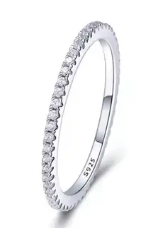 Sterling Silver SIZE 10 925  Simulated Diamond Stackable Ring Eternity Band