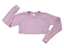Gymshark Cropped Long Sleeve Sweatshirt‎ Light Pink Women's size Small GLP047