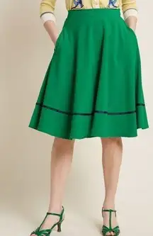 ModCloth Just This Sway A Line Skirt Green Stripe S