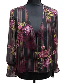 Floral Chiffon Cardigan Long Sleeve Blouse Sheer Size Small Forever‎ 21 NWT