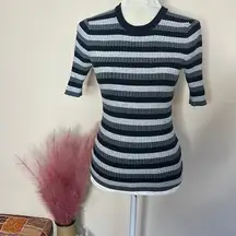 Who what wear • striped short sleeve ribbed knit top