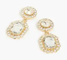 J CREW Rhinestone Drop Crystal Gold Tone Earrings NEW NWT