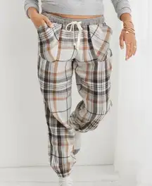 Aerie | Brown and Black Plaid Soft Gauze Jogger Pajama Pants Size Medium NWT