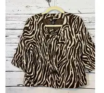 Women's Carole Little Zebra Print Blazer Brown/Tan Size M