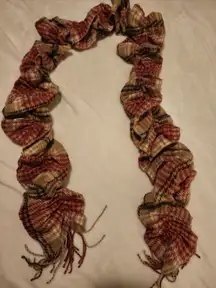 Big Buddha Plaid Scarf Ruched Fashion‎ Scarf Red Tan Black Accent