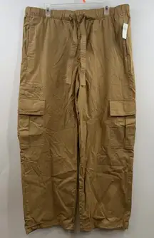 Gap Cargo Easy Pants fine twill in sand khaki womens XL NWT wide leg