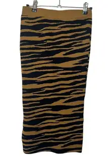 GRLFRND x Revolve Toni Midi Bodycon Skirt in Zebra Black and Gold Size Small S