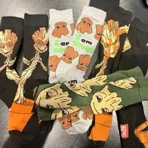 Bundle of 5 Pairs of Groot Socks One Size Fits Most High Socks Marvel