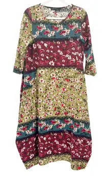 Zanzea Womens Boho Cottagecore Resortwear 3/4 Sleeve‎ Floral Maxi Dress Size M