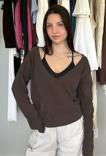 Old Navy Brown V-Neck Pullover Sweater – Y2K Style