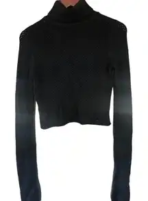 90s style Black mesh knit turtle neck cropped sweater casual chic basic timeless