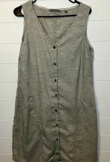 Horny Toad Gray Button-Front Midi Dress Wool Blend Medium Minimalism Casual