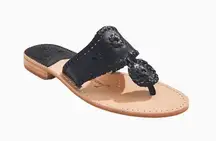 Jack Rogers Like NewJacks Flat Sandal Women's Black Leather Sandals