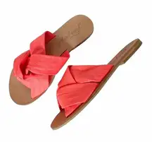 Free People Sandal Rio Vista Neon Coral Slide Leather Sandals Womens Size 36 | 6