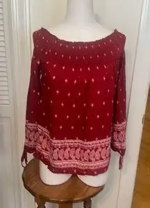 DEE Zelle Red and White Boho Top Size Small EUC