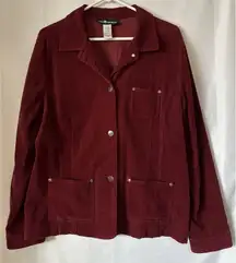 Sag Harbor Sport Burgundy Corduroy Women's Jacket Blazer Size 14‎