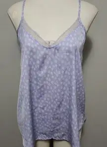 Aerie  orchid polkadot satin lace trim tank size medium