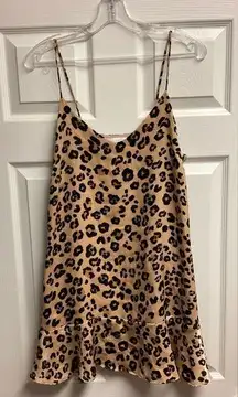 Olivaceous Cheetah/ Leopard Print Slip Dress With Metallic Sheen Size Medium