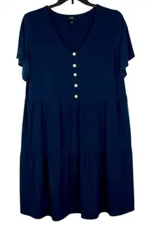 AGB Navy Blue Short Sleeve Summer Dress 2X