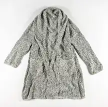 Vince  Marled Cotton Wool Tweed Boucle Textured Open Front Dress Coat Cardigan