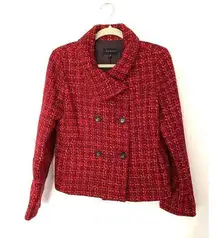 Talbots Double Breasted Clueless Tweed Coat Blazer Jacket Lined Wool Blend Sz 8