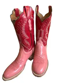 NEW  2000 WOMEN’S HANDCRAFTED WESTERN COWBOY LEATHER BOOTS RED/PINK - 7B