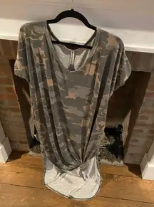 Vanilla Bay Large Camo Maxi Dress Tie Front Bottom Missing Size Tag