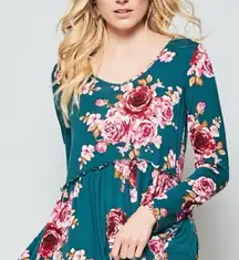 NWT Womens Andree by Unit Floral Long Sleeve Peplum Style Babydoll Top - Sz S