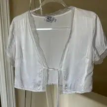 Princess Polly White Crop Tie Front Blouse