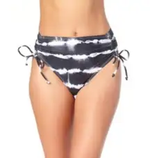 California Waves Black Acid Wash Side Tie High Waisted Bikini Bottom L